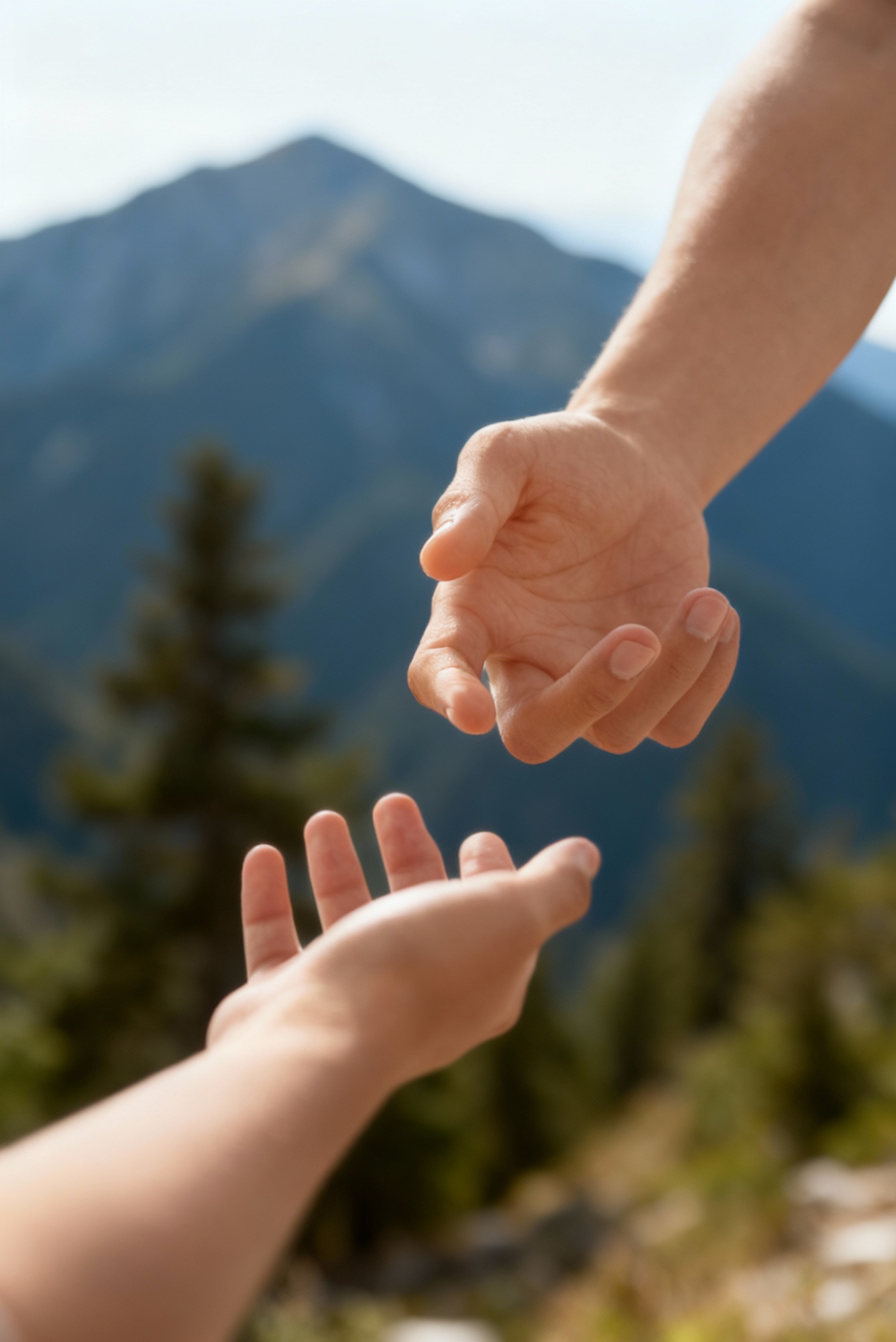 Two hands reaching out toward each other.